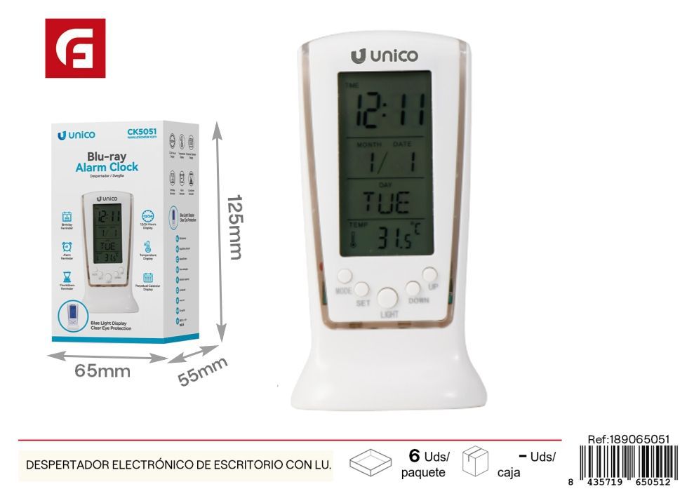 Despertador electrónico de escritorio con luz azul - Electrónica y despertadores