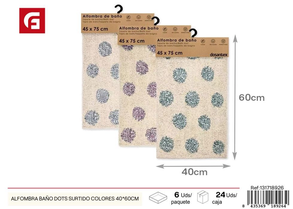 Alfombra de baño con puntos surtidos 40x60 cm - Estilo en el baño