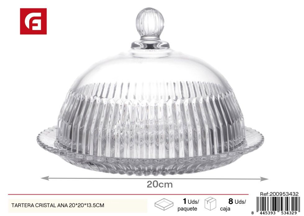 Tartera de cristal Ana 20x20x13.5 cm - Almacenamiento de dulces