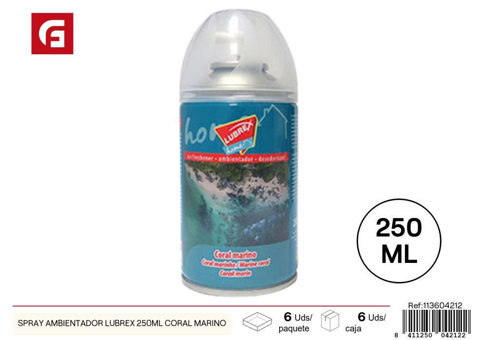 Ambientador en spray Lubrex 250 ml Coral Marino - Fragancia refrescante