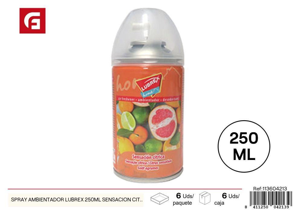 Ambientador en spray Lubrex 250 ml Sensación Cítrica - Fragancia energizante