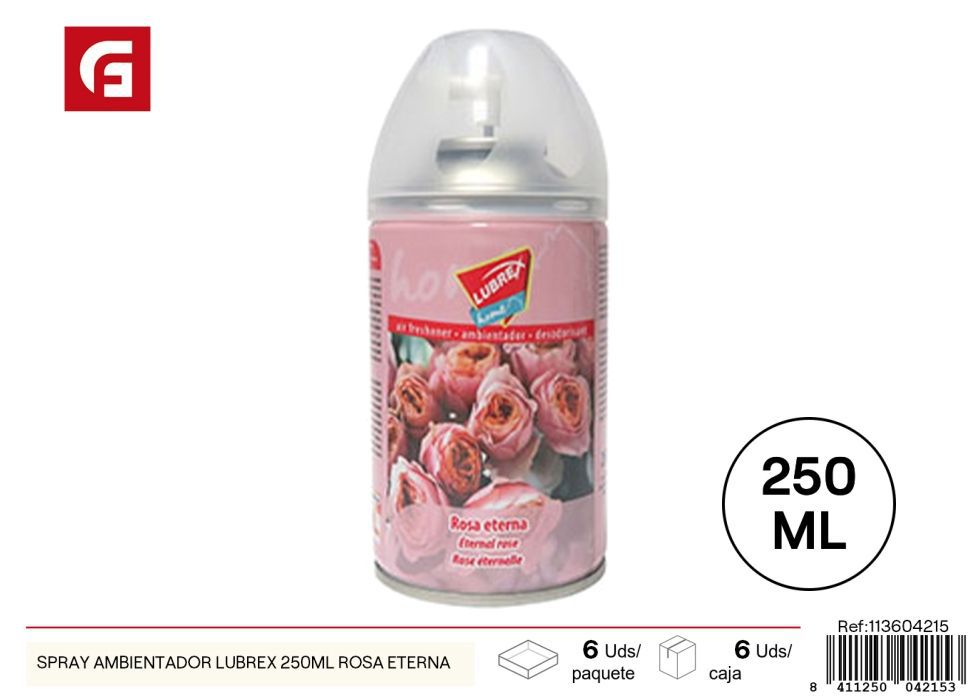 Ambientador en spray Lubrex 250 ml Rosa Eterna - Fragancia floral