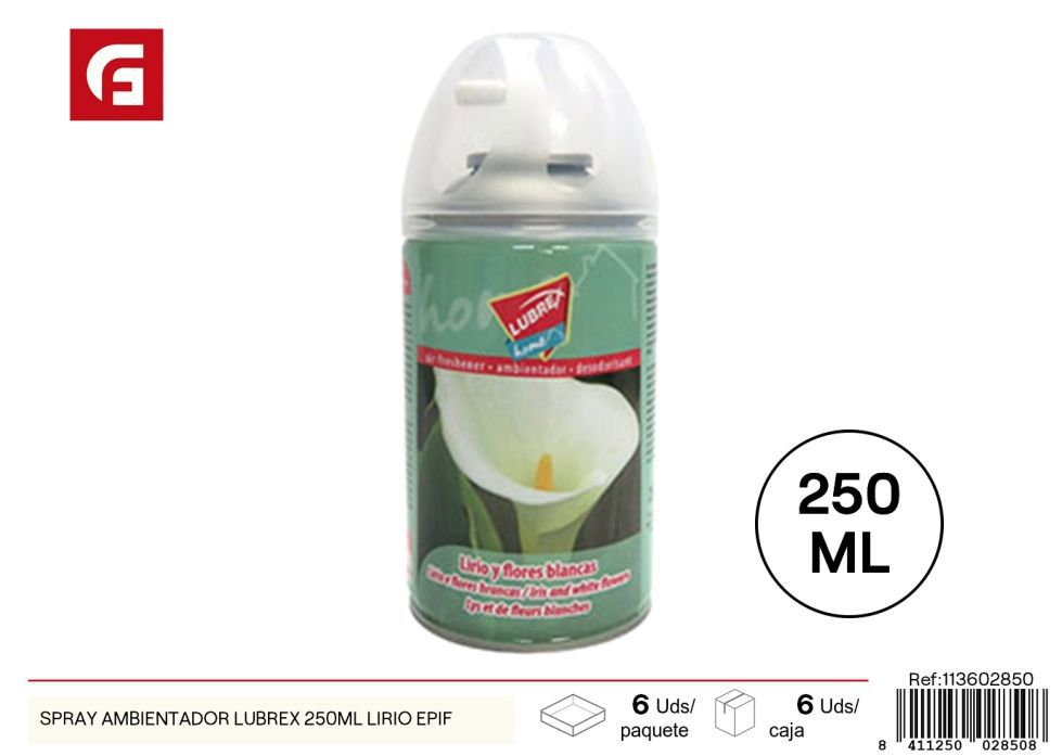 Ambientador en spray Lubrex 250 ml Lirio Epif - Fragancia floral