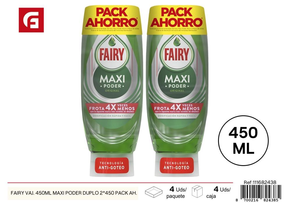 Detergente líquido Fairy - 450 ml (Pack ahorro)