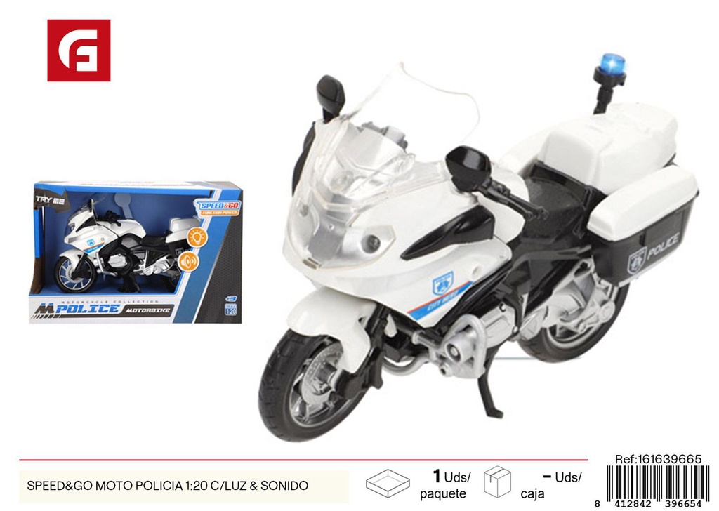Moto de policía Speed&Go 1:20 con luces y sonido - Vehículos de juguete y entretenimiento