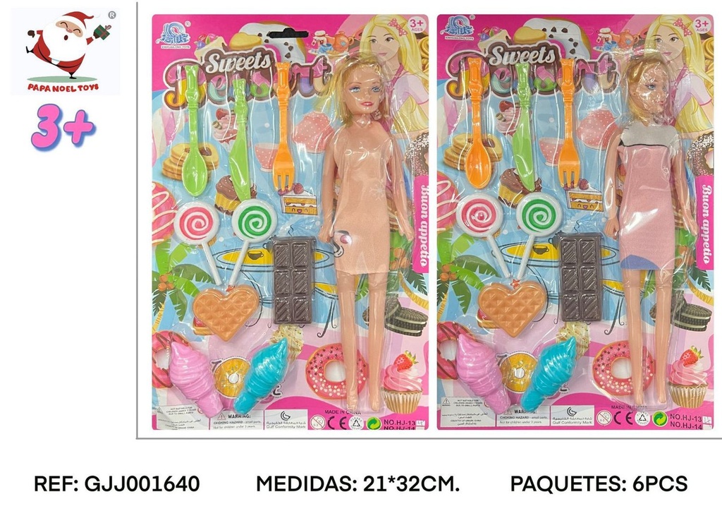Set de muñeca Barbie con dulces de juguete - Juguetes de cocina y diversión