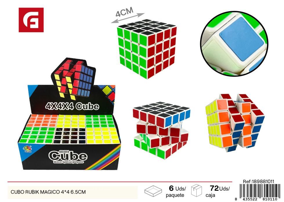 Cube mágico Rubik 4x4 de 6.5 cm - Juguetes para desafíos mentales 