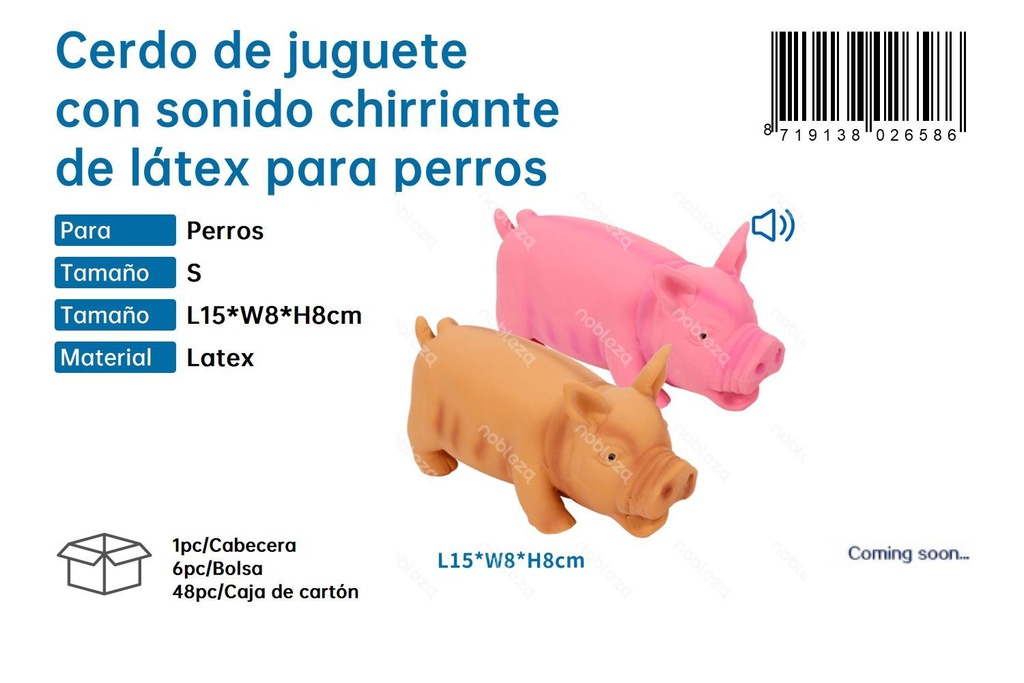 Juguete de cerdo de látex para perros con sonido chirriante - Juguetes para perros