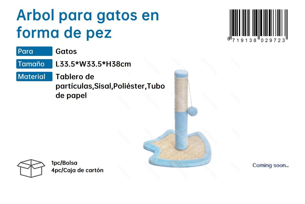 Árbol para gatos en forma de pez - Juguetes de interacción y diversión 