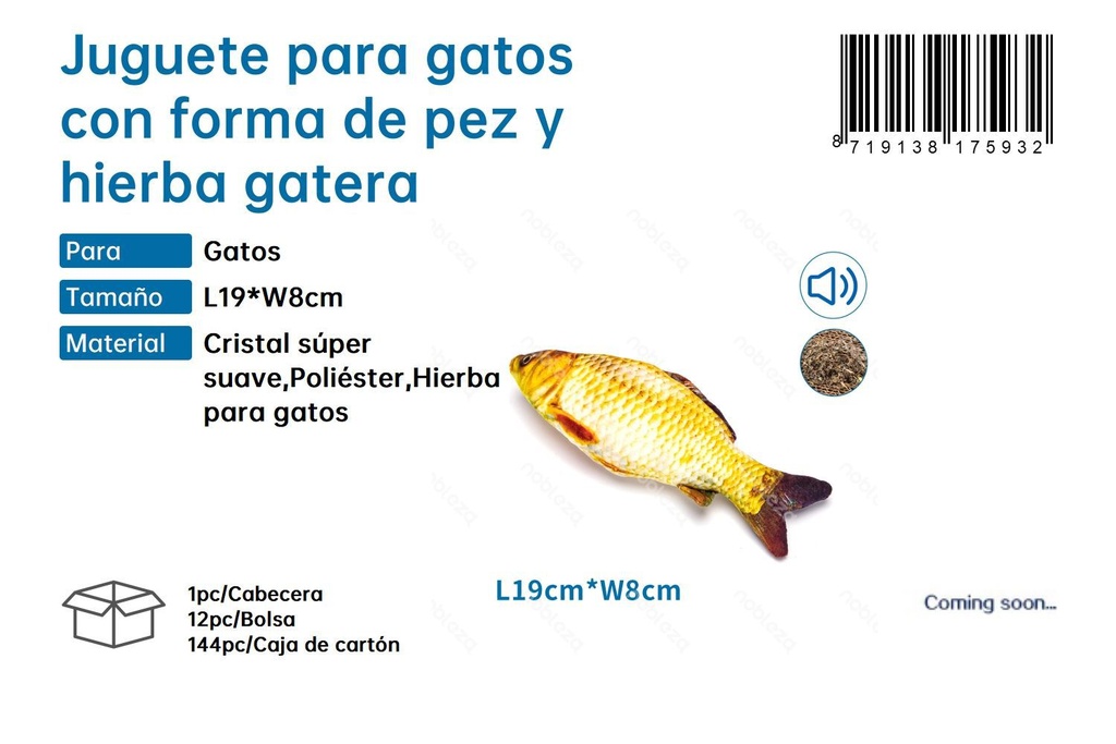 Juguete para gatos con forma de pez y hierba gatera - Juguetes naturales y diversión 