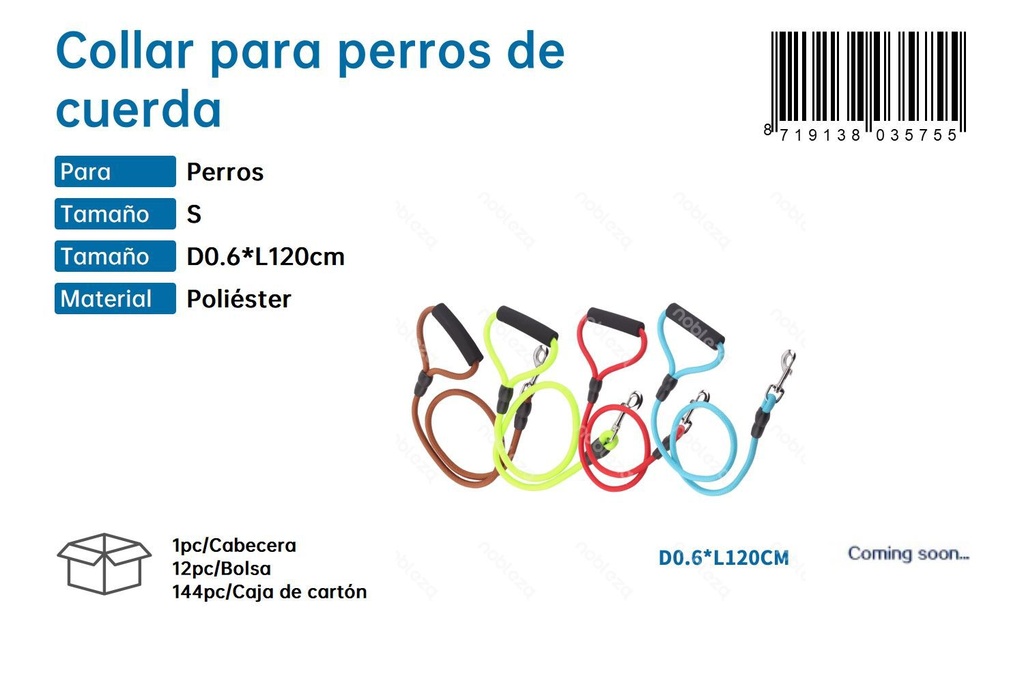 Collar para perros de cuerda - Paseo cómodo y seguro 