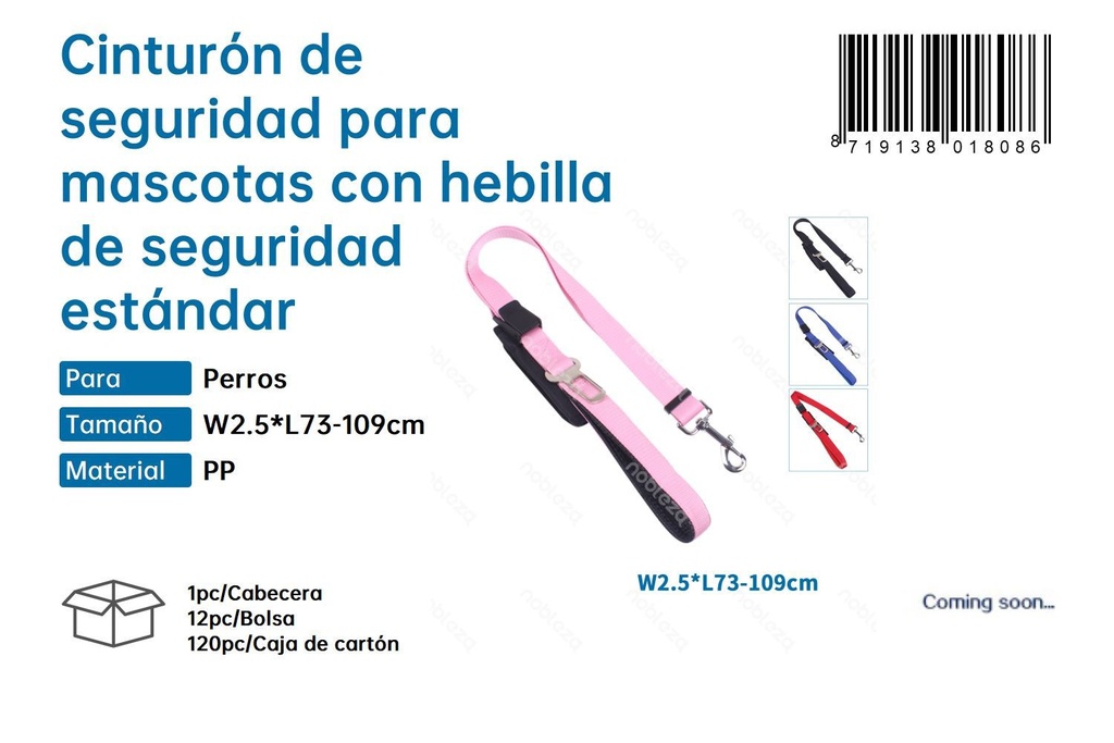 Cinturón de seguridad para mascotas con hebilla estándar - Seguridad de mascotas en el auto 