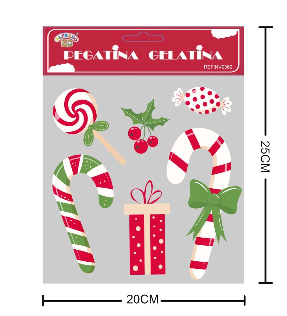 Decoración de gel navideña "Pirulieta Navidad" 20x25 cm - Adornos festivos para Navidad