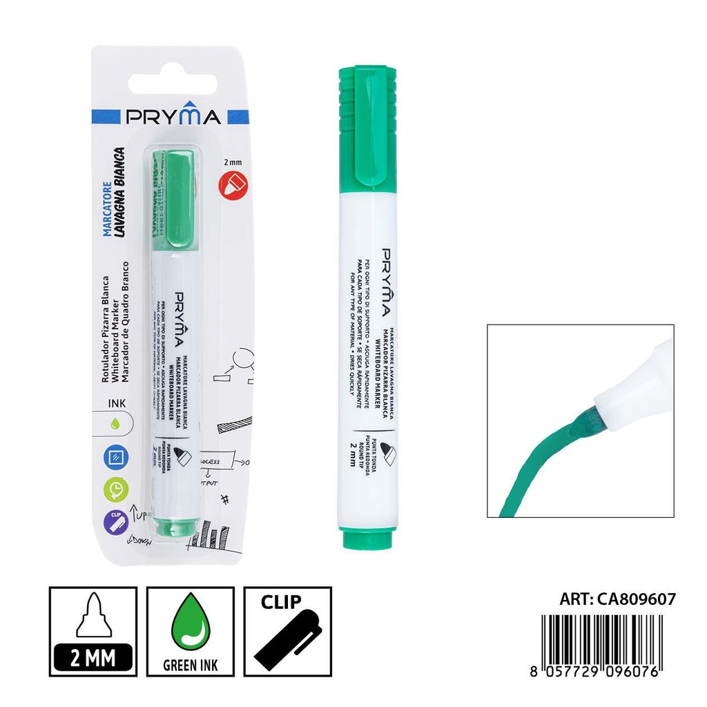 Marcador de pizarra blanca PRYMA de 2 mm color verde - Herramientas de escritura