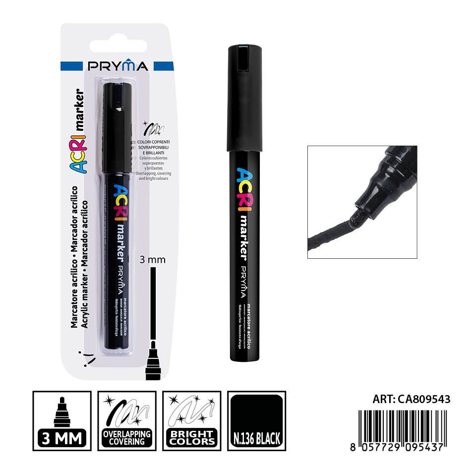 Marcador acrílico PRYMA de 3 mm color negro - Herramientas artísticas