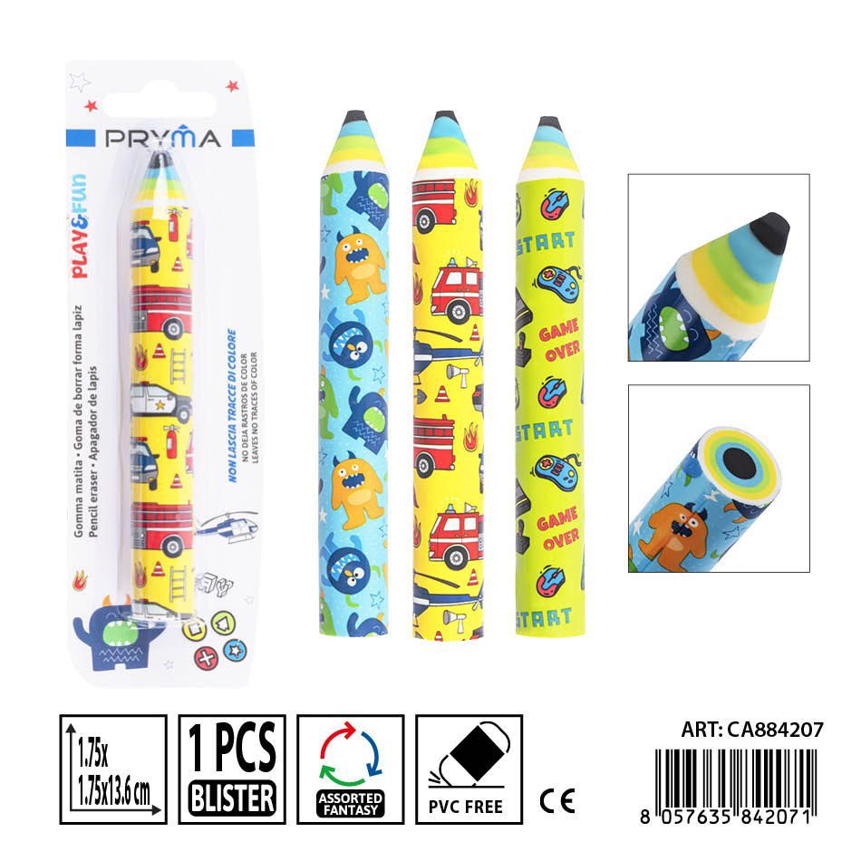 Goma de borrar forma lápiz 1.75x1.75x13.6 cm - Material de papelería escolar