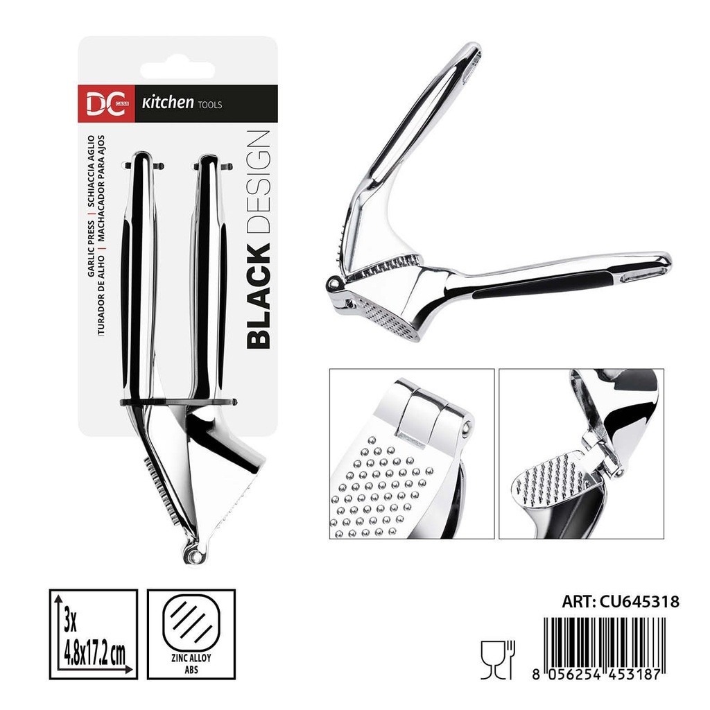 Machacador de ajos de zinc 3x4.8x17.2 cm DC CASA - Herramientas de cocina