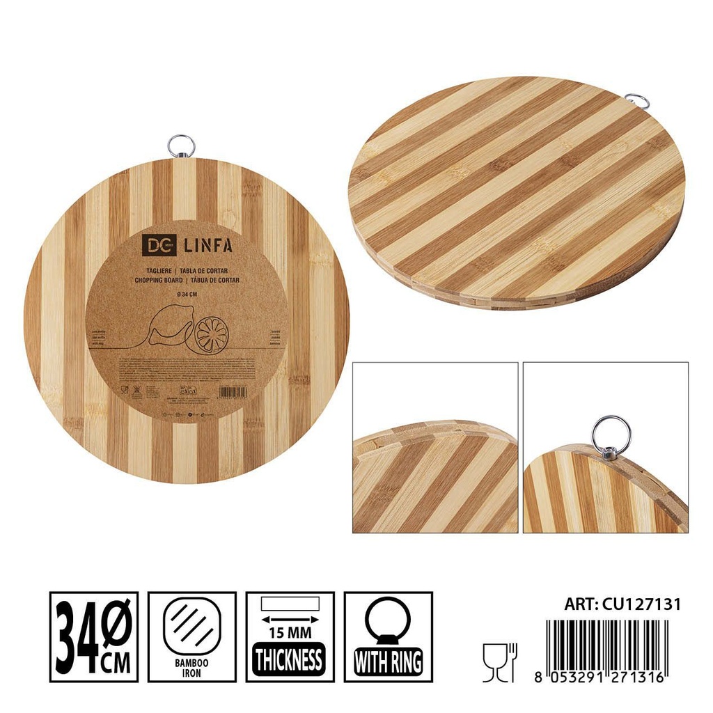 Tabla de cortar de bambú cebra 34 cm DC CASA - Utensilios de cocina