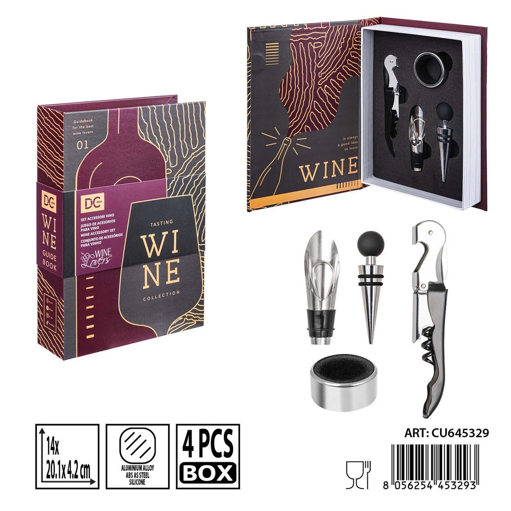 Accesorios para vino set de 4 piezas 14.4x20.1x4.2 cm DC CASA - Utensilios de cocina