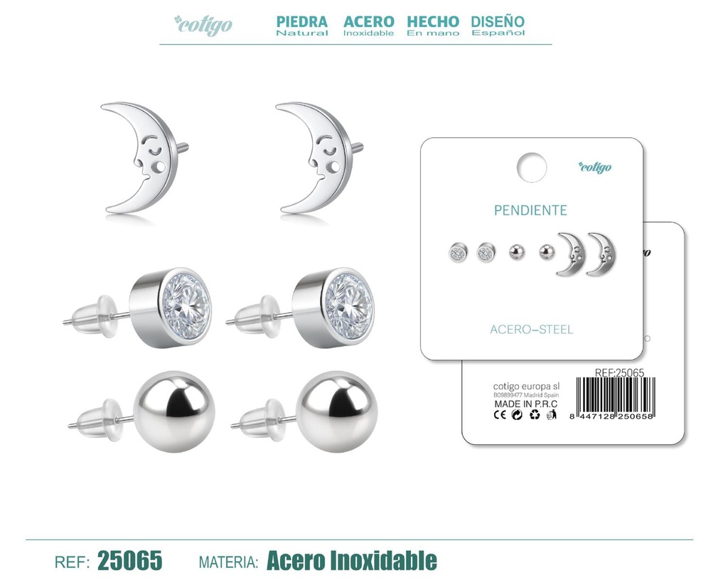 Pendientes de acero inoxidable (3 pares) - Joyería de acero y accesorios