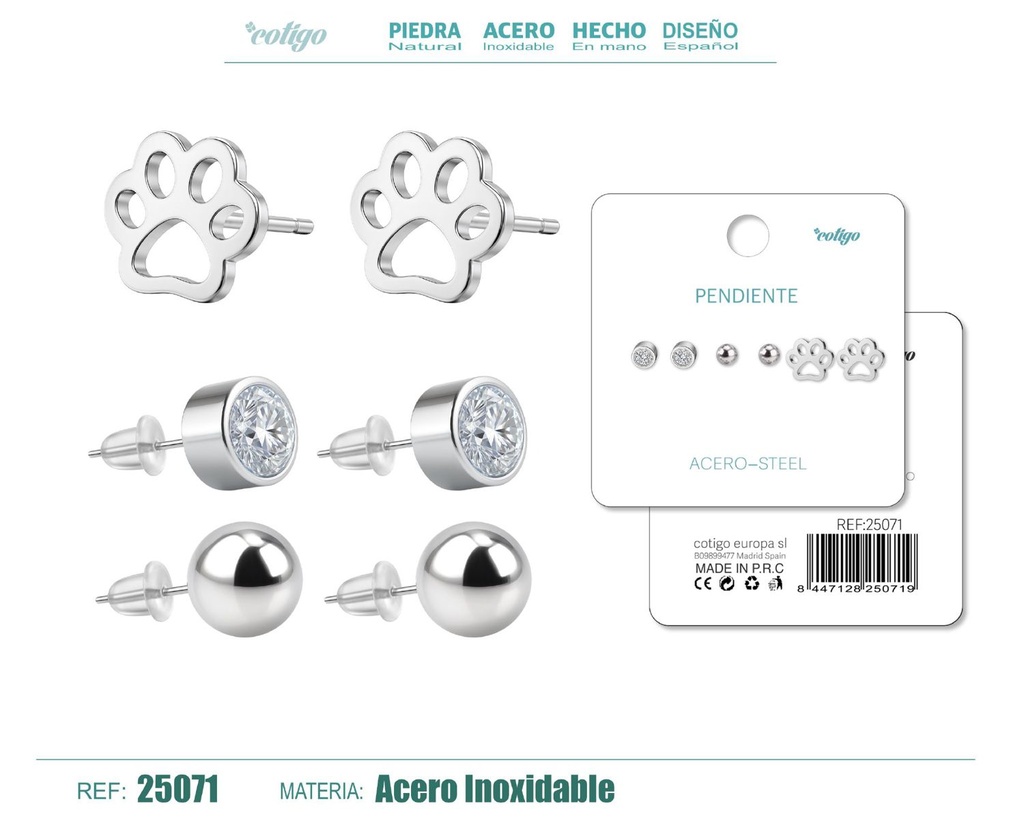 Pendientes de acero inoxidable (3 pares) - Joyería de acero y accesorios
