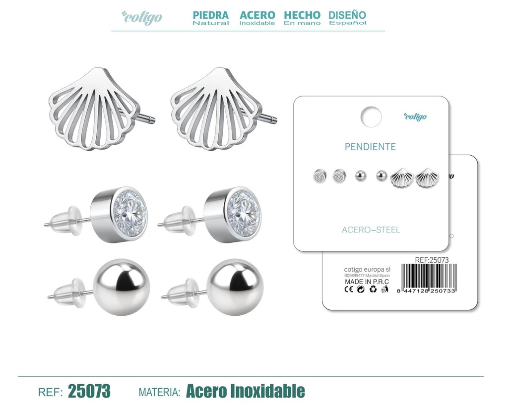 Pendientes de acero inoxidable (3 pares) - Joyería de acero y accesorios