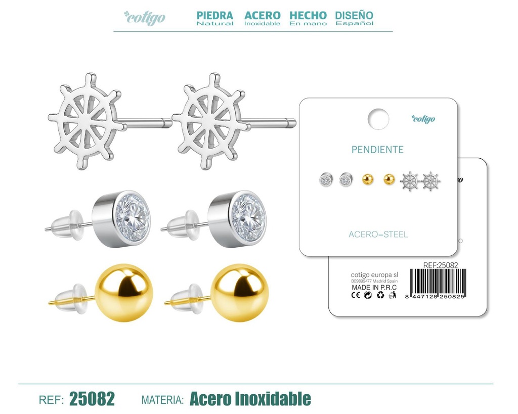 Pendientes de acero inoxidable (3 pares) - Joyería de acero y accesorios
