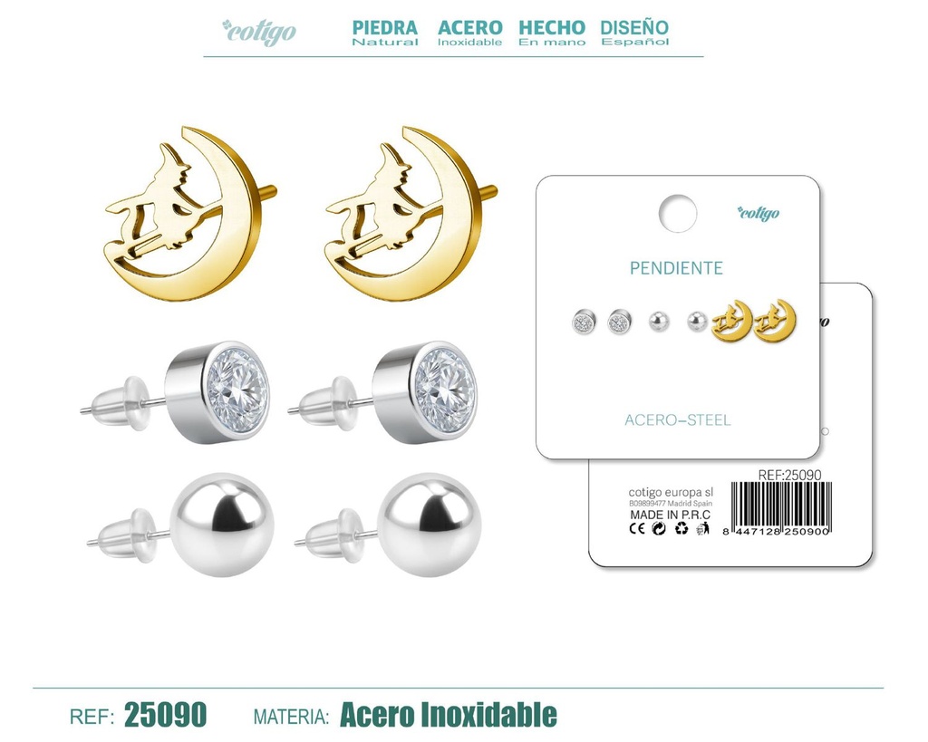 Pendientes de acero inoxidable (3 pares) - Joyería de acero y accesorios