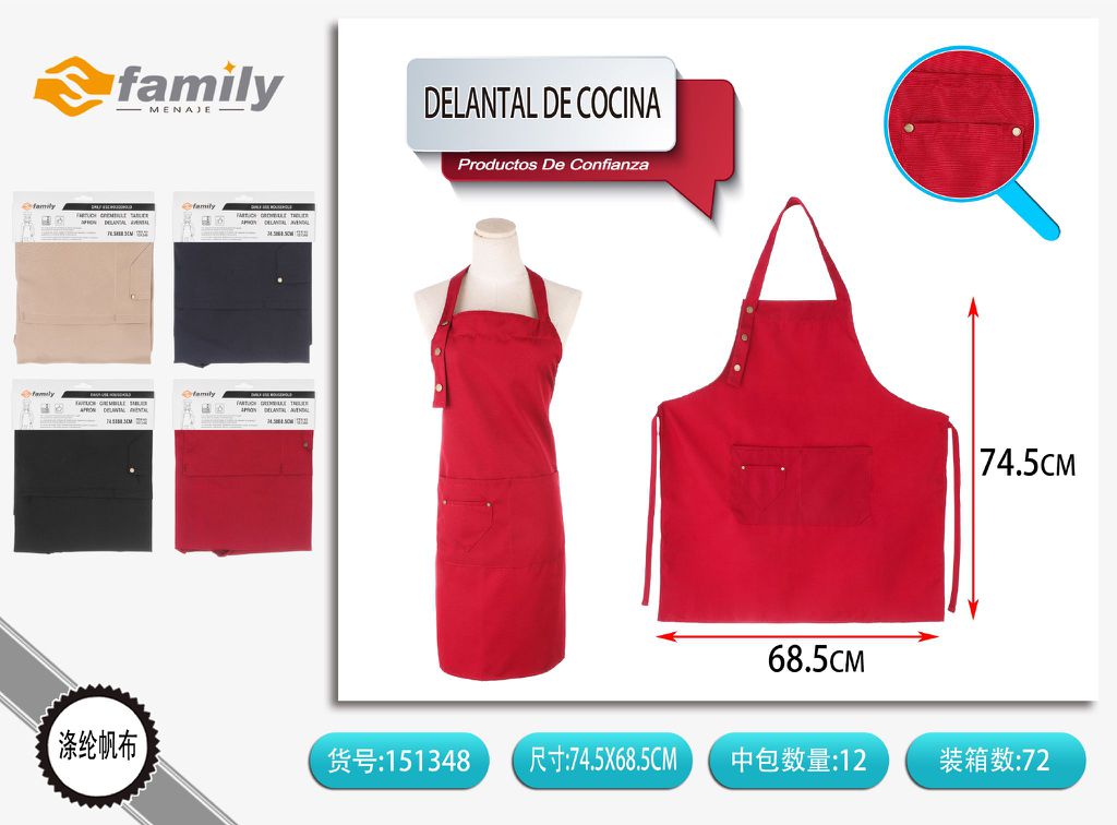 Delantal de cocina con tres botones - Ropa de cocina