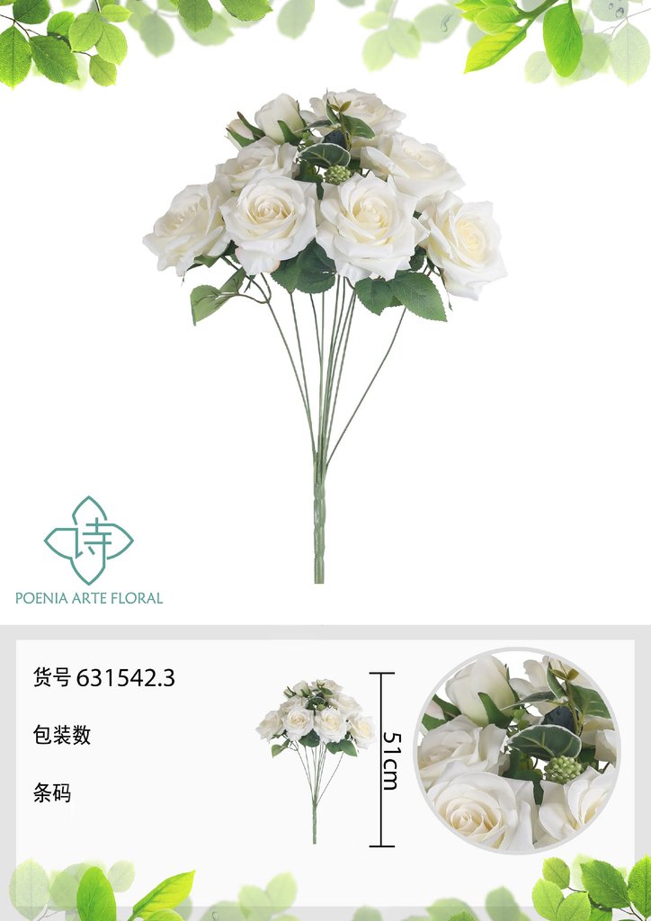 Ramo de rosas artificiales 51 cm de primavera - Novedades en decoración 