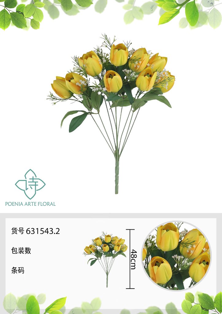 Ramo de tulipanes grandes artificiales 48 cm - Novedades en decoración 