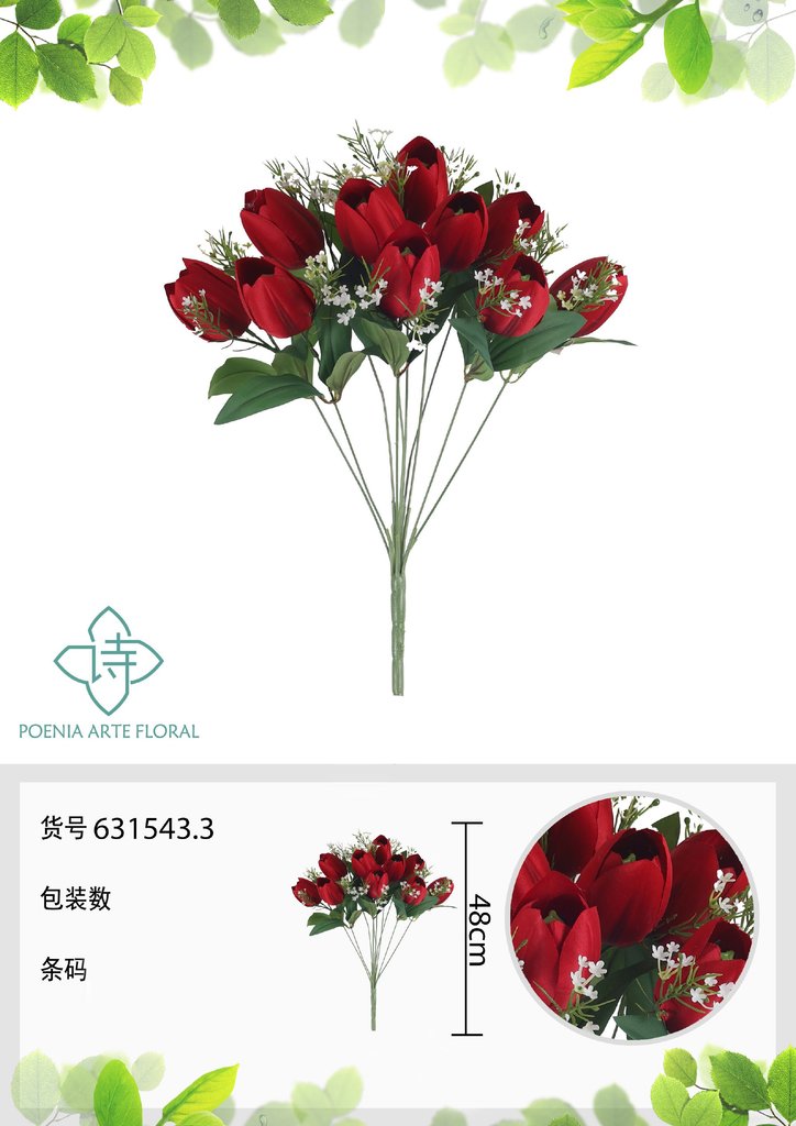 Ramo de tulipanes grandes artificiales 48 cm - Novedades en decoración 
