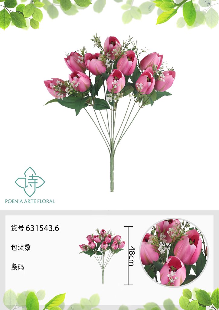 Ramo de tulipanes grandes artificiales 48 cm - Novedades en decoración 