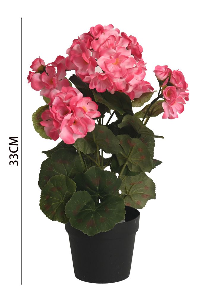 Geranio artificial en maceta - Planta decorativa en maceta 