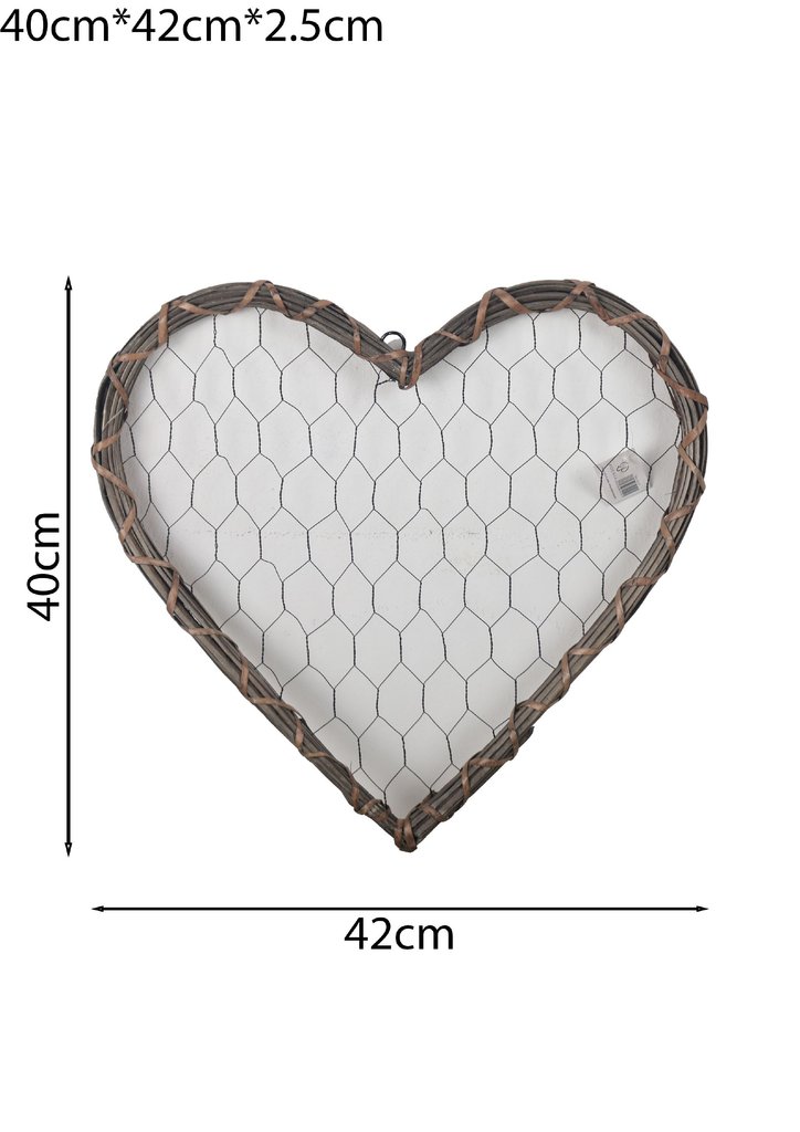 Corazón de mimbre con malla 42cm - Decoración floral