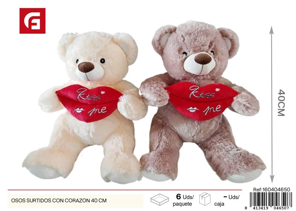 Teddy bear con corazón de 40 cm - Suave compañero para los abrazos