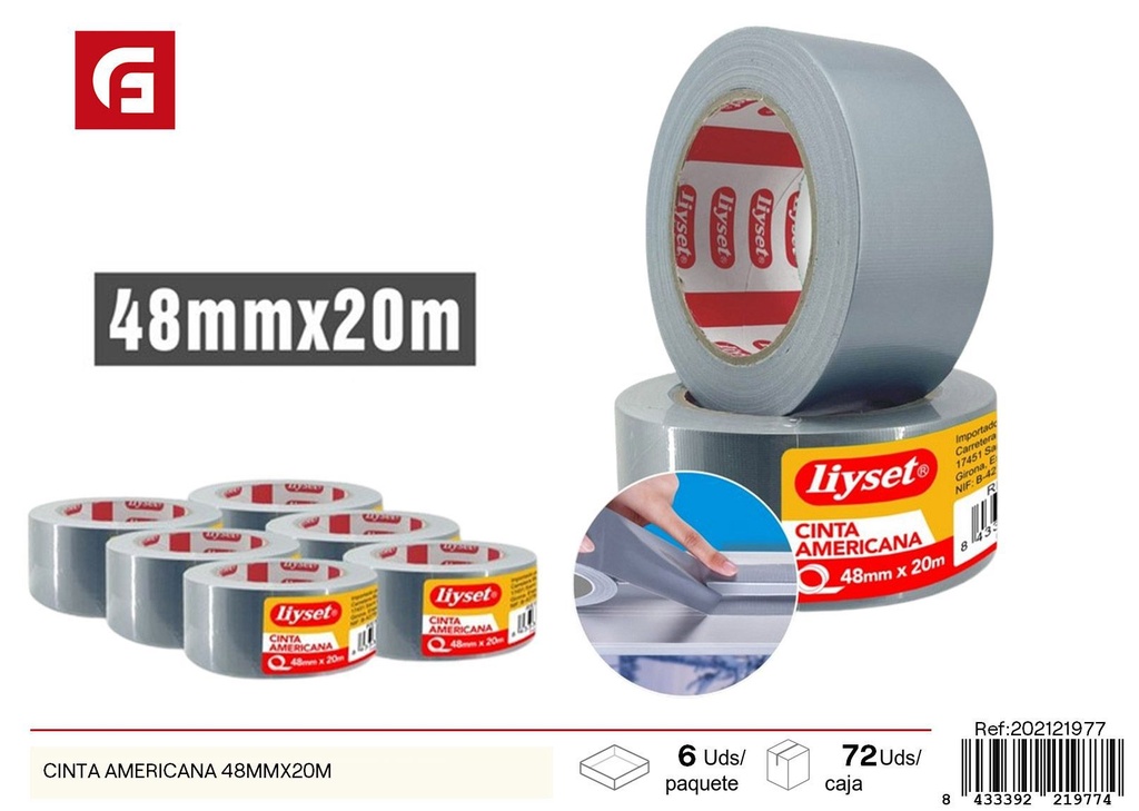 Cinta americana 48 mm x 20 m - Herramientas de ferretería y cinta adhesiva