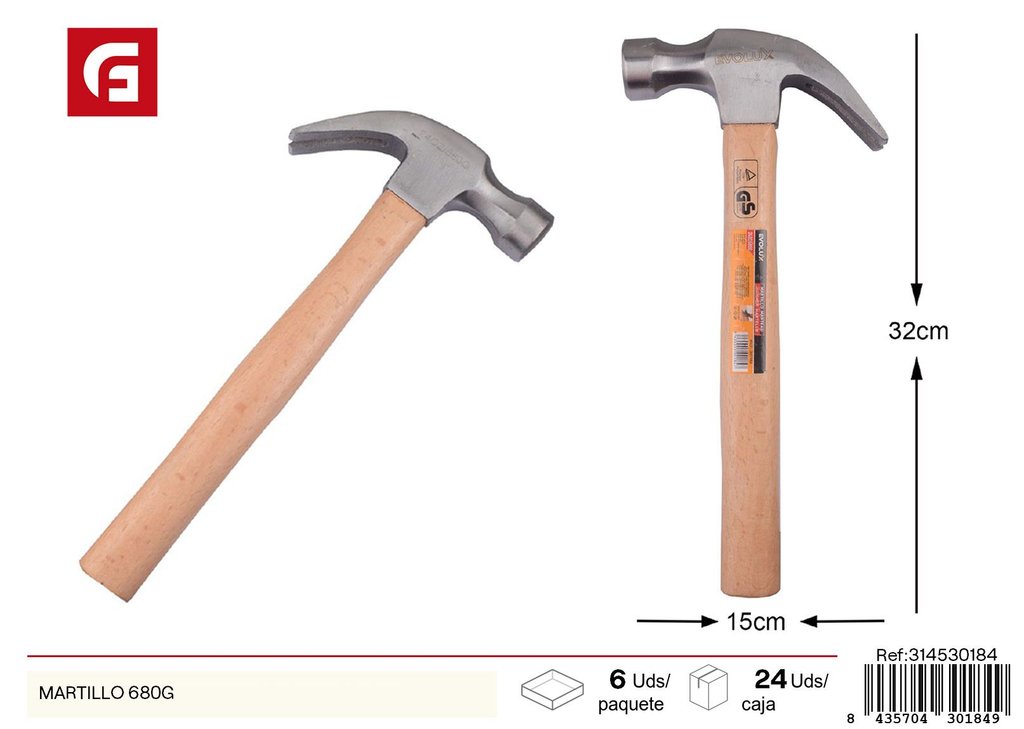 martillo de 680g - Herramientas de ferretería