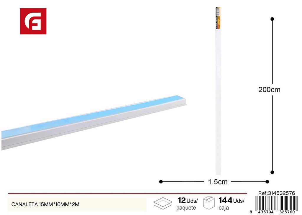 Canaleta 15mm*10mm*2m - Protección de cables para ferretería