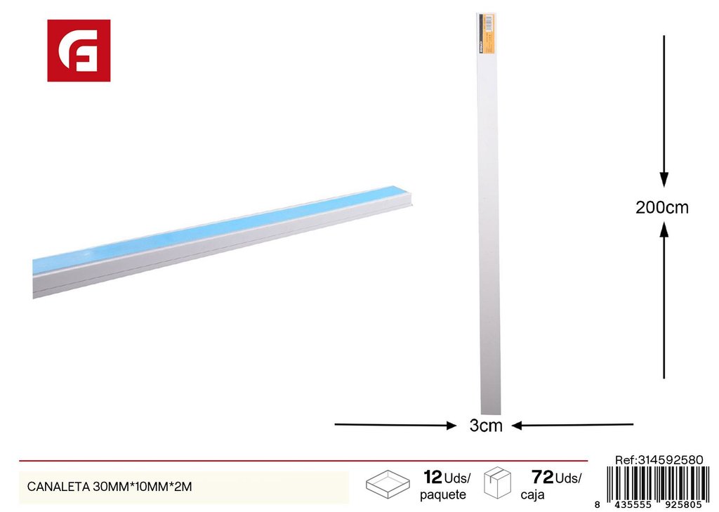 Canaleta 30mm*10mm*2m - Protección de cables para ferretería