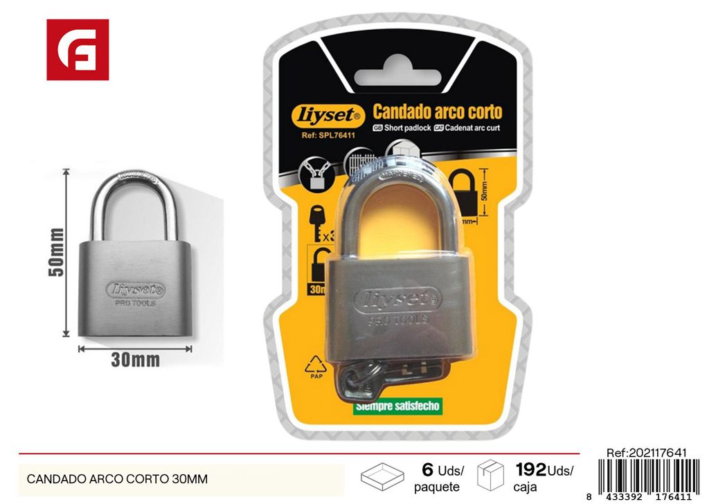 Candado arco corto 30 mm - Accesorio de ferretería