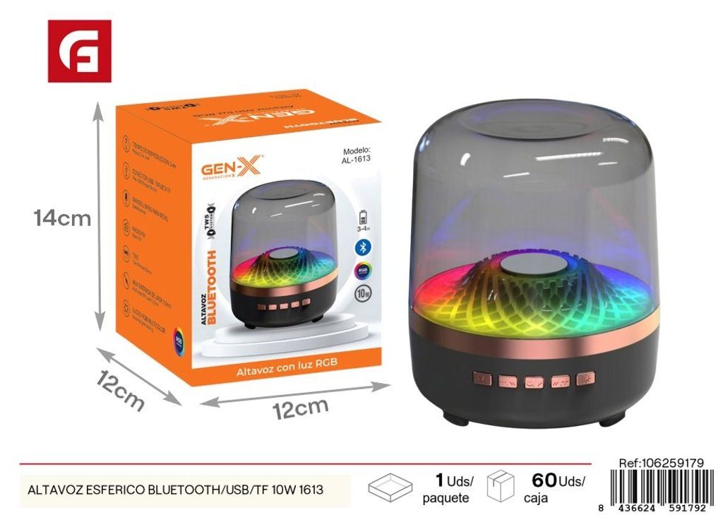 Altavoz esférico Bluetooth/USB/TF 10W modelo 1613 - Accesorio de automóvil