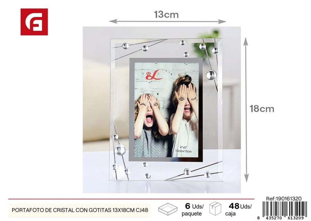 Portafoto de cristal con gotitas 13x18 cm CJ48 - Marcos decorativos y elegantes