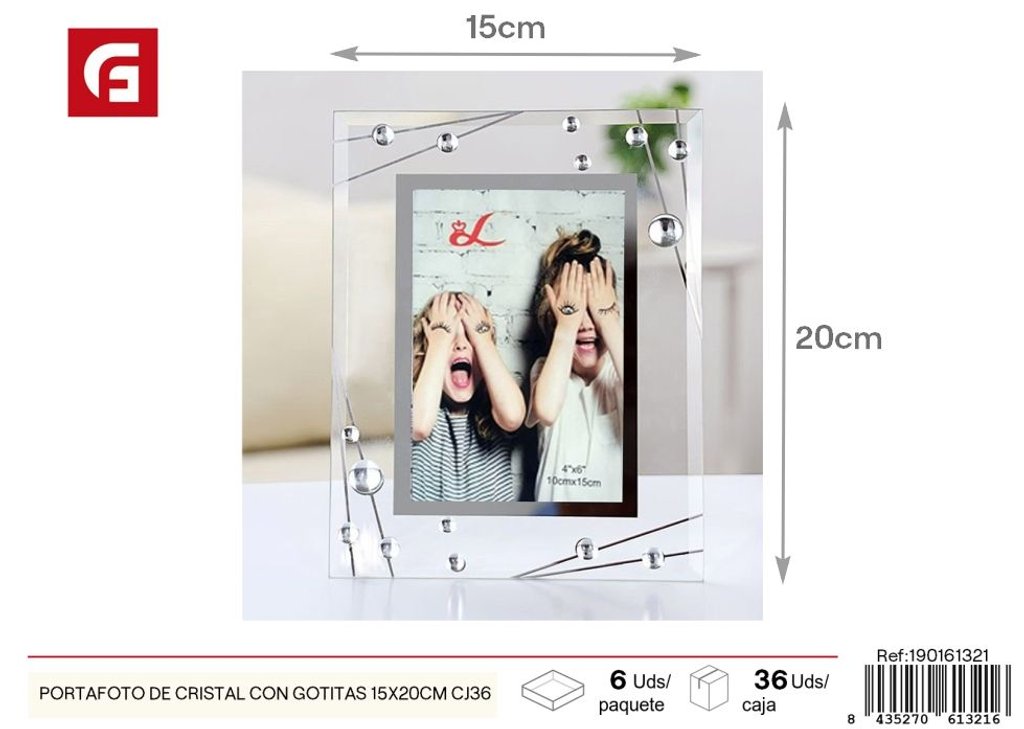 Portafoto de cristal con gotitas 15X20 cm (36 piezas) - Marcos y portafotos