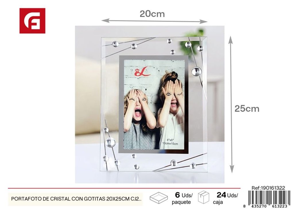 Portafoto de cristal con gotitas 20X25 cm (24 piezas) - Marcos y portafotos