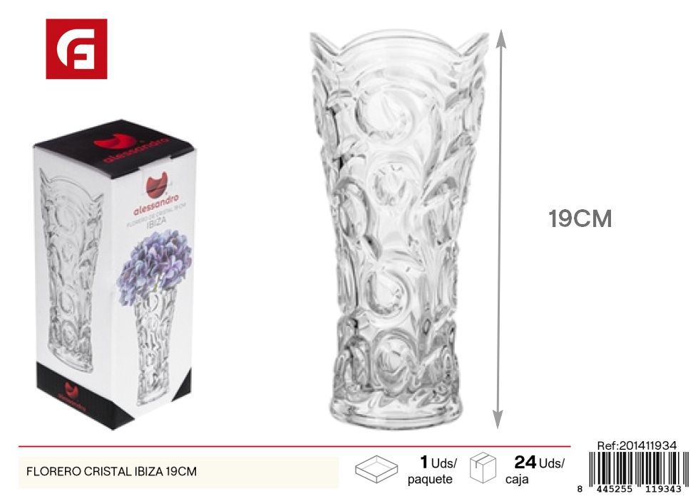 Vaso de cristal IBIZA 19cm - Decoración del hogar y floreros