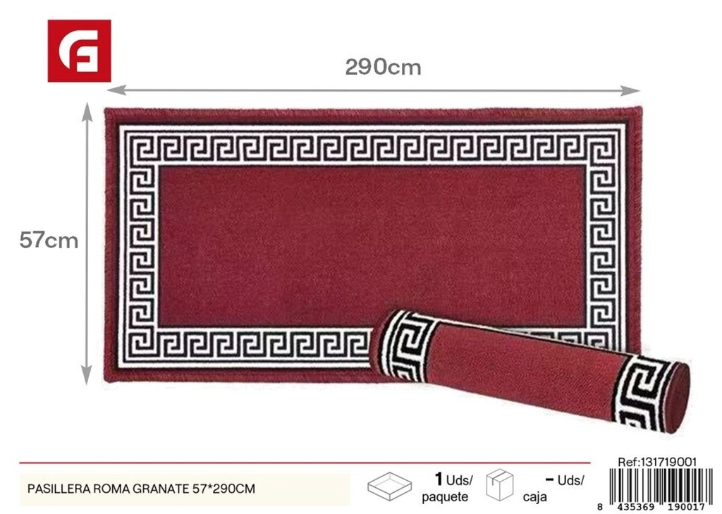 Pasillera Roma granate 57x290 cm - Alfombras decorativas y textiles para el hogar