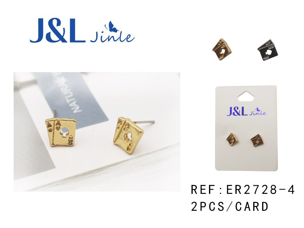 Pendientes estilo cartas dorado y plateado para bisutería y joyería