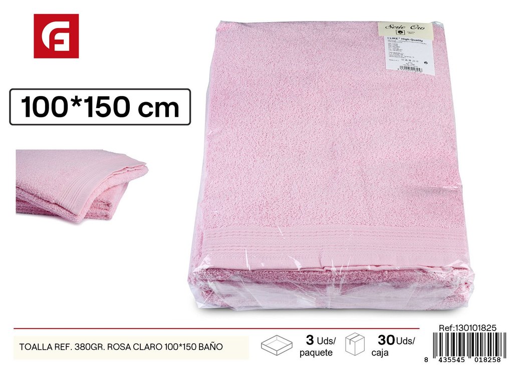 Toalla de baño 380 gr. rosa claro 100*150 cm - Textil de hogar y toallas de baño