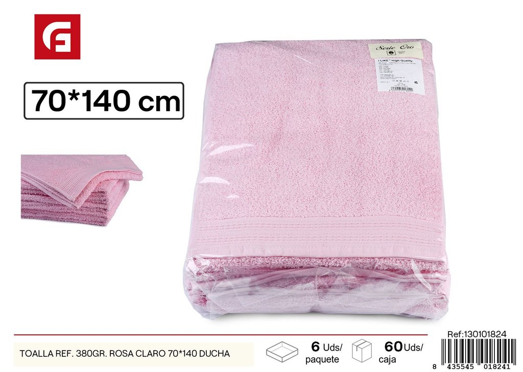Toalla de ducha 380 gr. rosa claro 70*140 cm - Textil de hogar y toallas de baño